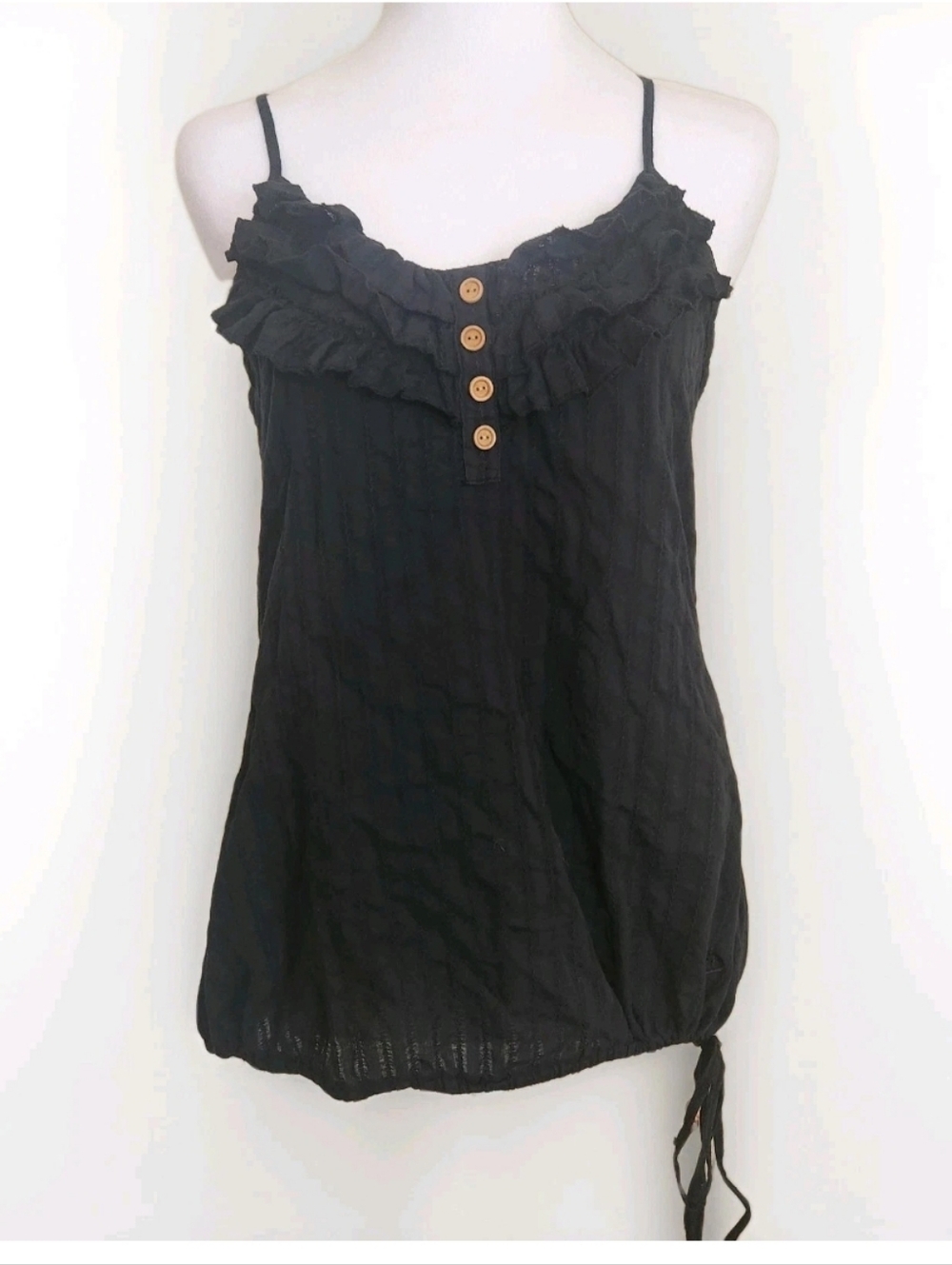 Vtg Lei Y2K Babydoll Tank Top Junior L (Womens Small) Ruffles Coquette Cottage